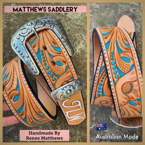 HAND CARVED & PAINTED BELT – Matthews Saddlery